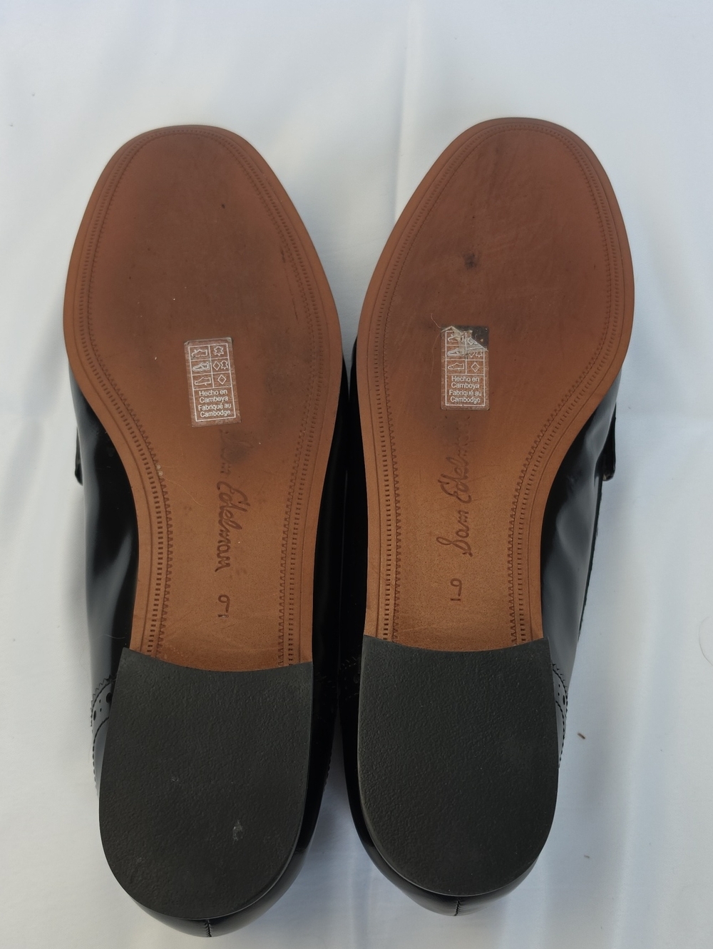 SAM EDELMAN Black Brown Liona Suede Two Tone Preppy Classic Slip On Loafers 9 - Picture 7 of 9